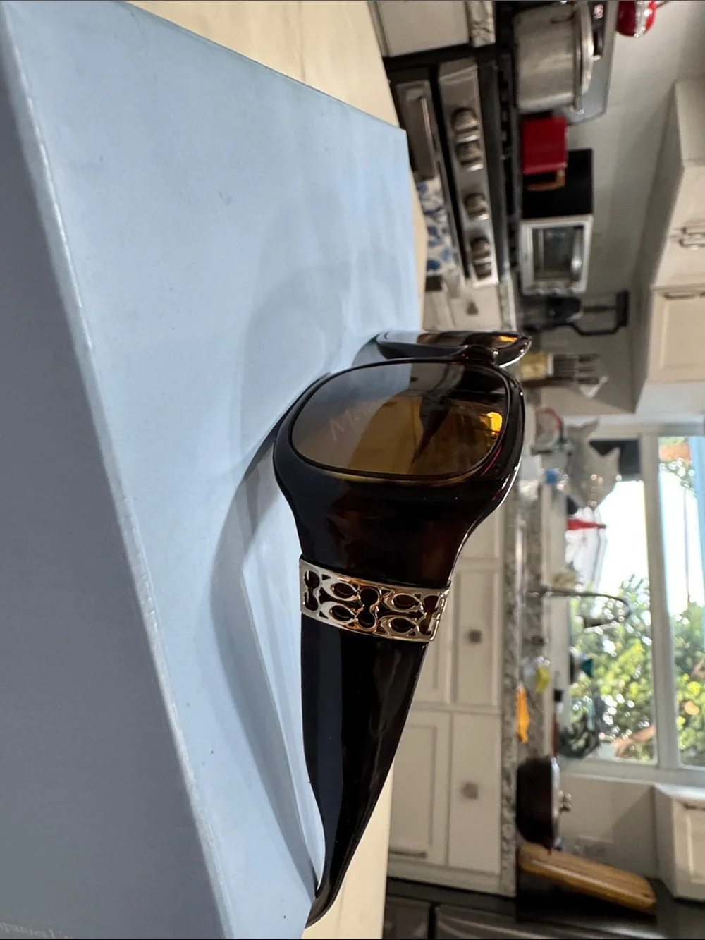 Coach Brown Tortoiseshell Sunglasses with Gold Accent